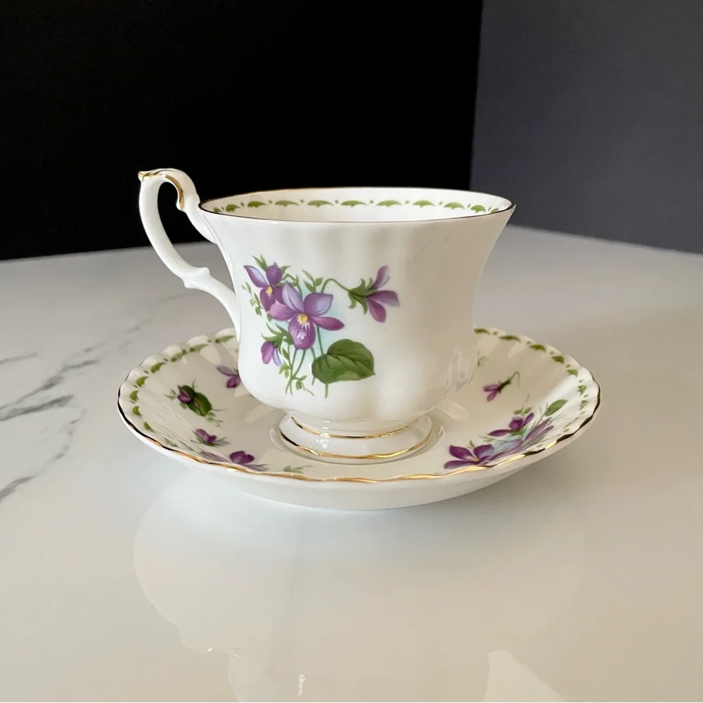 February Violets Cup & Saucer by Royal Albert